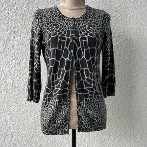 2 Ply-Cashmere Jacquard Cardigan Sweater by C by Bloomingdales Size M